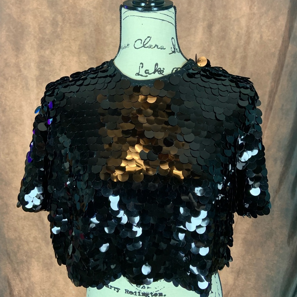 A New Day Target Black Sequin Cropped Top